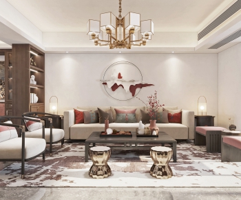 New Chinese Style A Living Room-ID:373462926