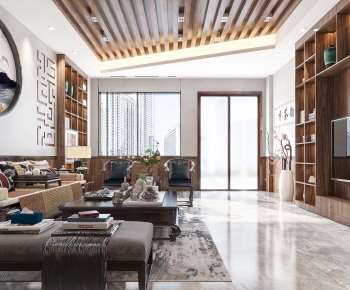 New Chinese Style A Living Room-ID:965230948