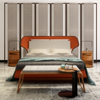 New Chinese Style Double Bed-ID:102632055