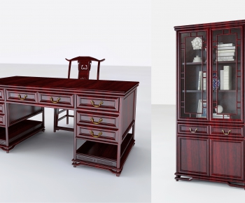 Chinese Style Computer Desk And Chair-ID:222331056