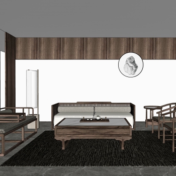 New Chinese Style A Living Room-ID:599777943