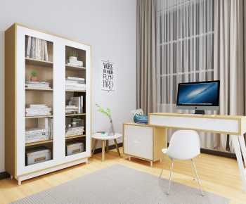 Nordic Style Computer Desk And Chair-ID:879556893