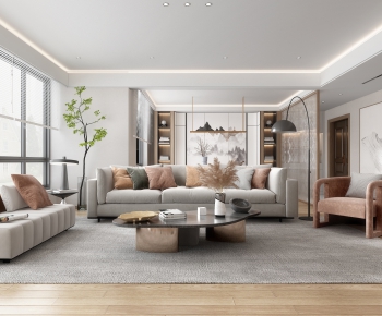 New Chinese Style A Living Room-ID:303078895