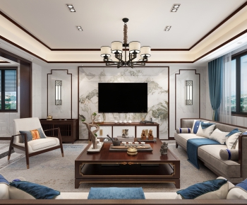 New Chinese Style A Living Room-ID:418740999