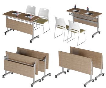 现代折叠会议桌椅组合3D模型