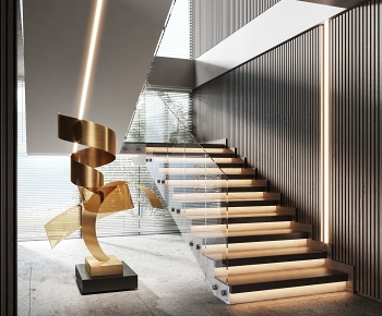 现代办公楼梯间雕塑组合3D模型