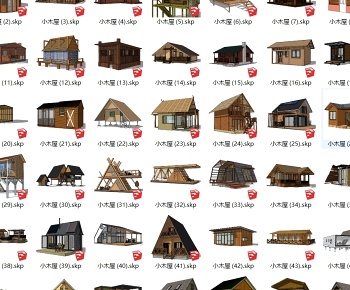 现代小木屋组合3D模型