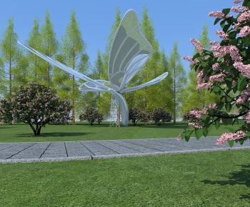 现代蝴蝶雕塑园林景观-ID:130095012