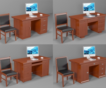 现代实木单人办公桌椅组合-ID:503093003