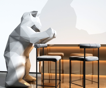 现代白熊雕塑吧台椅组合-ID:384114038
