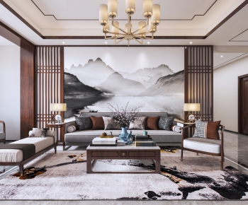 New Chinese Style A Living Room-ID:137250907