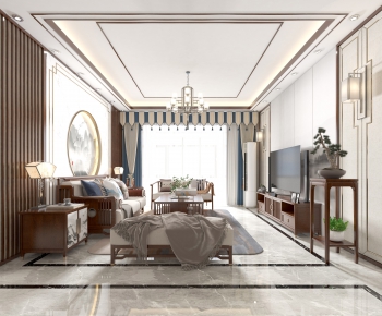 New Chinese Style A Living Room-ID:176351136