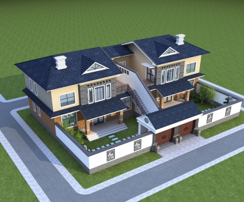New Chinese Style Villa Appearance-ID:350055932