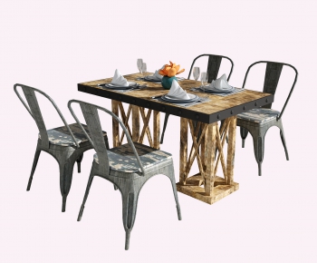 Industrial Style Dining Table And Chairs-ID:302073001