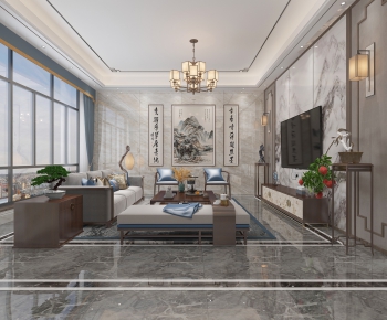 New Chinese Style A Living Room-ID:897715092