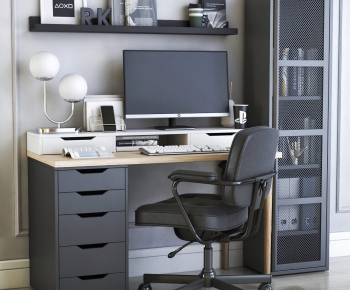 Modern Computer Desk And Chair-ID:586060055