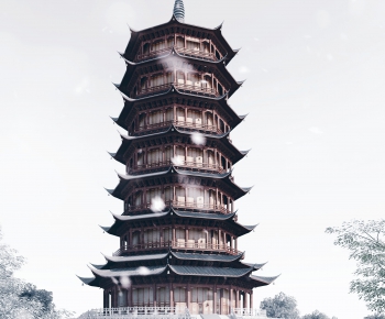 Chinese Style Ancient Architectural Buildings-ID:436289077