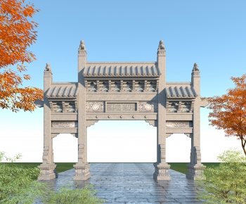 中式古建筑石雕牌坊-ID:285088063