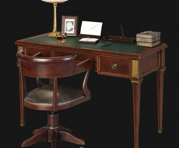 Retro Style Computer Desk And Chair-ID:411098968