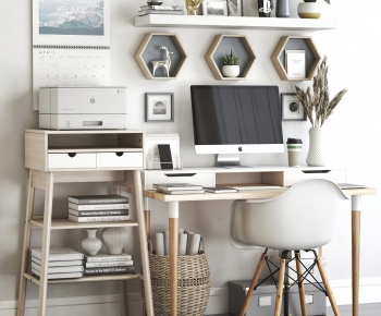 Nordic Style Computer Desk And Chair-ID:530572893