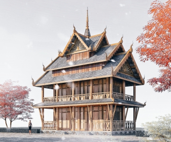 Southeast Asian Style Building Appearance-ID:329909096