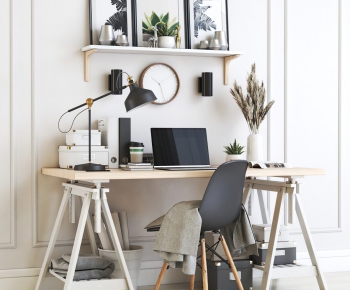 Nordic Style Computer Desk And Chair-ID:497510917