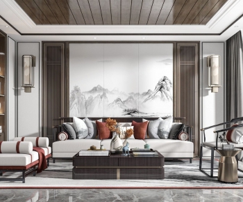 New Chinese Style A Living Room-ID:396330418