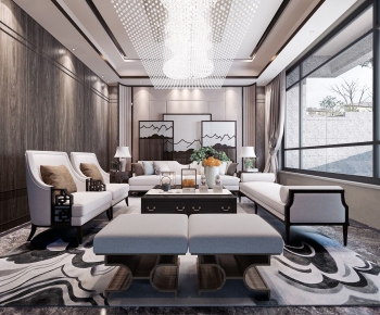 New Chinese Style A Living Room-ID:867054945