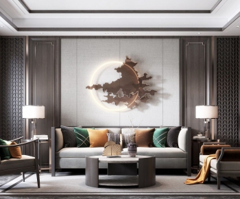 New Chinese Style A Living Room-ID:786144972