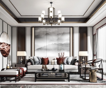 New Chinese Style A Living Room-ID:696501971