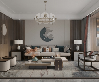 New Chinese Style A Living Room-ID:642596017