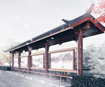 中式古建木结构候车亭-ID:789870024