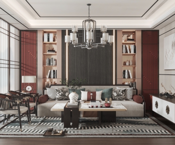 New Chinese Style A Living Room-ID:721558093