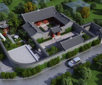 New Chinese Style Architectural Bird's-eye View Planning-ID:855225097