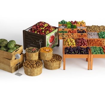 现代水果蔬菜组合3D模型