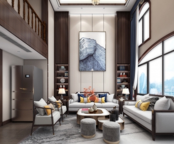 New Chinese Style A Living Room-ID:436999877
