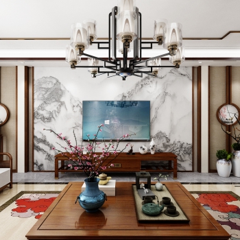 New Chinese Style A Living Room-ID:660228977