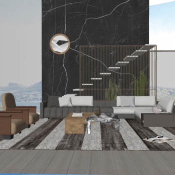 Modern A Living Room-ID:628293996