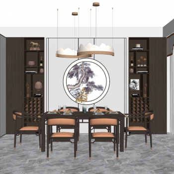 New Chinese Style Dining Room-ID:701482065
