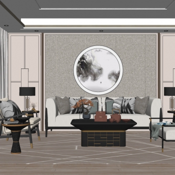 New Chinese Style A Living Room-ID:926157958
