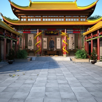 中式古建祠堂，四合院-ID:489512927