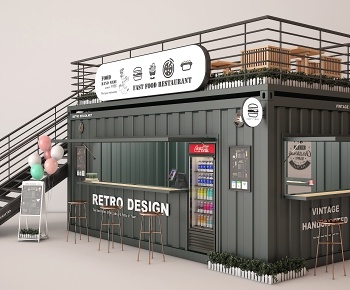 现代售货亭、集装箱3D模型