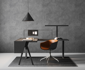 Industrial Style Computer Desk And Chair-ID:995215898