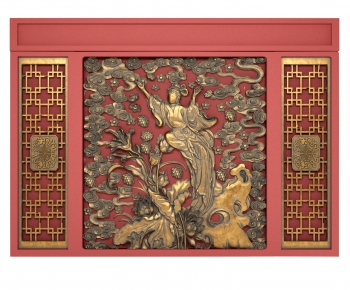 中式浮雕背景墙-ID:187814009