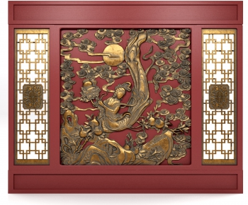 中式浮雕背景墙-ID:669728995