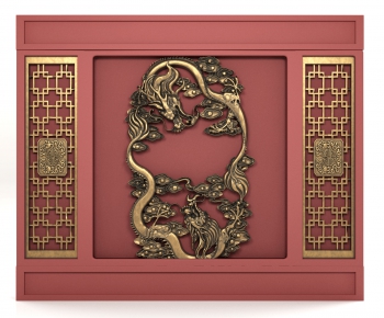 中式双龙戏珠背景墙-ID:581409935