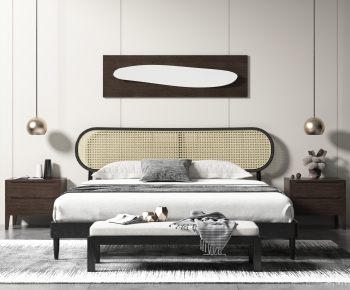 Nordic Style Double Bed-ID:751812936