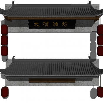 New Chinese Style Facade Element-ID:439779045