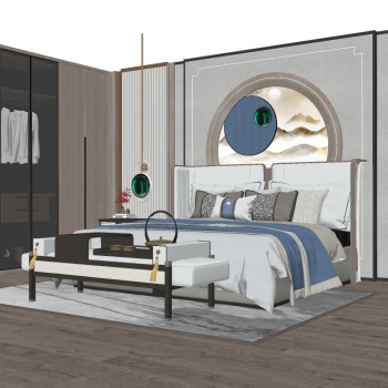 New Chinese Style Bedroom-ID:653285982