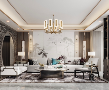 New Chinese Style A Living Room-ID:715694907